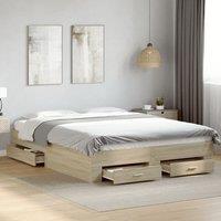 Berkfield Home Bed Frame with Drawers without Mattress Sonoma Oak 150x200 cm King Size in Brown