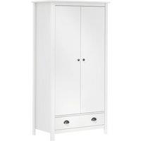 Berkfield Home 2-Door Wardrobe Hill White 89x50x170 cm Solid Pine Wood | Size: 89 x 50 x 170 cm