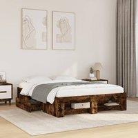 Berkfield Home Bed Frame without Mattress Smoked Oak 140x190 cm Engineered Wood in Brown