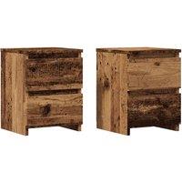 Berkfield Home Bedside Cabinets2 pcs Old Wood 30x30x40 cm Engineered Wood in Brown | Size: 30 x 30 x 40 cm
