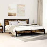Berkfield Home Metal Bed Frame without Mattress Smoked Oak 160x200 cm in Brown