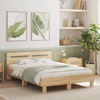 Berkfield Home Bed Frame with LED without Mattress Sonoma Oak 120x190 cm Small Double in Brown