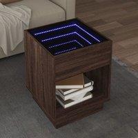 Coffee Table with Infinity LED Brown Oak 40x40x50 cm