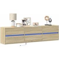 Berkfield Home TV Wall Cabinet with LED Sonoma Oak 180x31x45 cm in Brown | Size: 180 x 31 x 45 cm
