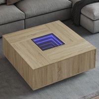 Berkfield Home Coffee Table with Infinity LED Sonoma Oak 100x100x40 cm in Brown | Size: 100 x 100 x 40 cm