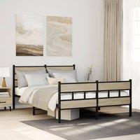 Berkfield Home Metal Bed Frame without Mattress Sonoma Oak 140x190 cm in Brown