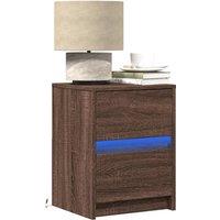 Bedside Cabinets with LED Lights 2 pcs Brown Oak Engineered Wood