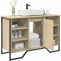 Berkfield Home Bathroom Sink Cabinet Sonoma Oak 91x35x60 cm Engineered Wood | Size: 91 x 35 x 60 cm