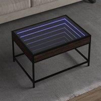 Berkfield Home Coffee Table with Infinity LED Brown Oak 70x50x41 cm | Size: 70 x 50 x 41 cm