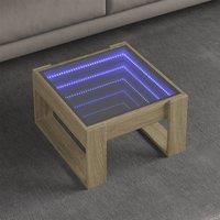 Berkfield Home Coffee Table with Infinity LED Sonoma Oak 50x53x30 cm in Brown | Size: 50 x 53 x 30 cm