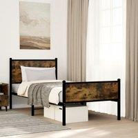 Berkfield Home Metal Bed Frame without Mattress Smoked Oak 90x200 cm in Brown