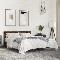 Berkfield Home Bed Frame without Mattress Smoked Oak 160x200 cm in Brown