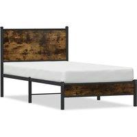 Berkfield Home Metal Bed Frame without Mattress Smoked Oak 90x200 cm in Brown