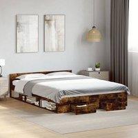 Berkfield Home Bed Frame with Drawers without Mattress Smoked Oak 120x200 cm in Brown | Size: Small Double