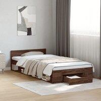 Bed Frame with Drawer without Mattress Brown Oak 100x200 cm