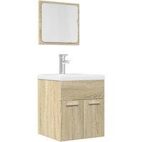 Berkfield Home 2 Piece Bathroom Furniture Set Sonoma Oak Engineered Wood in Brown