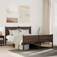 Berkfield Home Metal Bed Frame without Mattress Brown Oak 140x200 cm