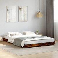 Berkfield Home Bed Frame without Mattress Smoked Oak 120x200 cm in Brown | Size: Small Double
