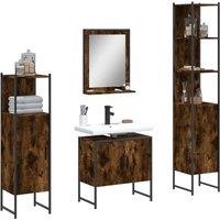 Berkfield Home 4 Piece Bathroom Cabinet Set Smoked Oak Engineered Wood in Brown