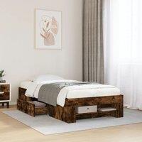 Berkfield Home Bed Frame without Mattress Smoked Oak 75x190 cm Small Single Engineered Wood in Brown