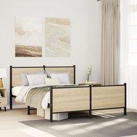 Berkfield Home Metal Bed Frame without Mattress Sonoma Oak 160x200 cm in Brown