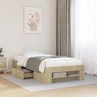 Berkfield Home Bed Frame without Mattress Sonoma Oak 75x190 cm Small Single Engineered Wood in Brown