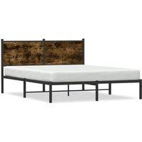 Berkfield Home Metal Bed Frame without Mattress Smoked Oak 140x200 cm in Brown