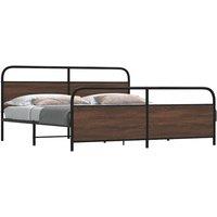 Berkfield Home Metal Bed Frame without Mattress Brown Oak 180x200 cm Super King