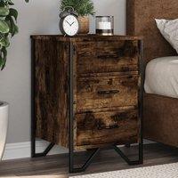 Berkfield Home Bedside Cabinet Smoked Oak 40x41x60 cm Engineered Wood in Brown | Size: 40 x 41 x 60 cm