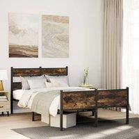 Berkfield Home Bed Frame without Mattress Smoked Oak 120x190 cm Small Double Engineered Wood in Brown
