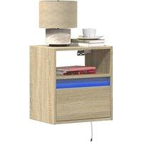 Wall-mounted Bedside Cabinet with LED Lights Sonoma Oak