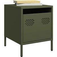 Berkfield Home Bedside CabinetOlive Green 35x39x43.5 cm Steel