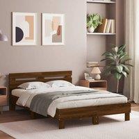 Berkfield Home Bed Frame with LED without Mattress Brown Oak 135x190 cm Double