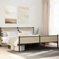 Berkfield Home Metal Bed Frame without Mattress Sonoma Oak 180x200 cm Super King in Brown