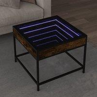 Berkfield Home Coffee Table with Infinity LED Smoked Oak 50x50x41 cm in Brown | Size: 50 x 50 x 41 cm