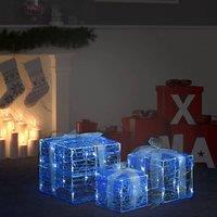 Berkfield Home Decorative Acrylic Christmas Gift Boxes 3 pcs Cold White in Blue