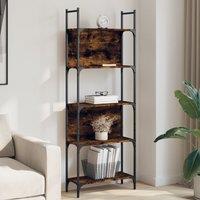 Berkfield Home Bookshelf 5-Tier Smoked Oak 60.5x24x166.5 cm Engineered Wood in Brown