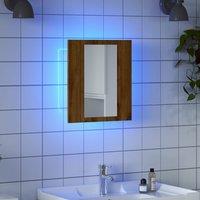 Berkfield Home LED Bathroom Mirror Cabinet Artisan Oak 40x12x45 cm Engineered Wood in Brown | Size: 40 x 12 x 45 cm