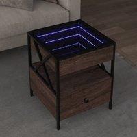 Coffee Table with Infinity LED Brown Oak 40x40x51 cm
