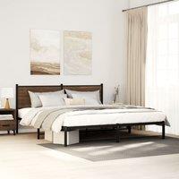 Berkfield Home Metal Bed Frame without Mattress Brown Oak 180x200 cm Super King