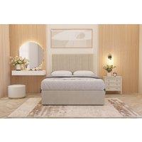 Somnior Austin Tweed Fabric Divan Bed Set with Midnight Pocket Spring Mattress & Headboard in Natural | Size: Single
