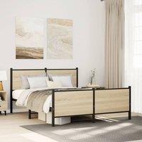 Berkfield Home Metal Bed Frame without Mattress Sonoma Oak 137x190 cm in Brown