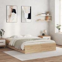 Berkfield Home Bed Frame with Drawers without Mattress Sonoma Oak 150x200 cm King Size in Brown