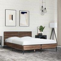 Berkfield Home Bed Frame without Mattress Brown Oak 120x200 cm | Size: Small Double
