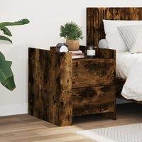 Berkfield Home Bedside Cabinet Smoked Oak 45x50x50 cm Engineered Wood in Brown | Size: 45 x 50 x 50 cm