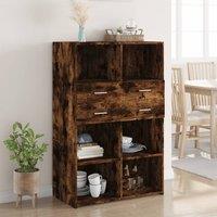 Berkfield Home Highboard Smoked Oak 80x42.5x124 cm Engineered Wood in Brown