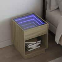 Berkfield Home Bedside Table with Infinity LED Sonoma Oak 40x40x50 cm in Brown | Size: 40 x 40 x 50 cm