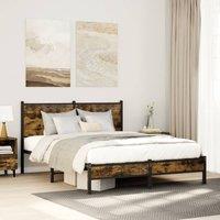 Berkfield Home Metal Bed Frame without Mattress Smoked Oak 140x200 cm in Brown