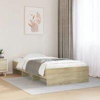 Berkfield Home Bed Frame without Mattress Sonoma Oak 75x190 cm Small Single Engineered Wood in Brown