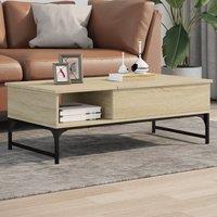 Berkfield Home Coffee Table Sonoma Oak 100x50x35 cm Engineered Wood & Metal in Brown | Size: 100 x 50 x 35 cm